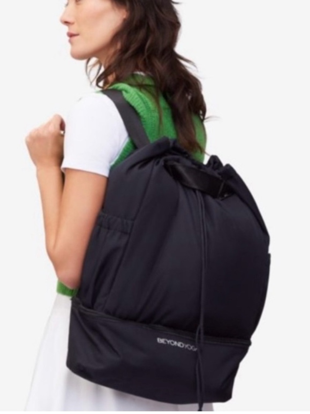 New Beyond Yoga Black Drawstring Puffer Backpack black